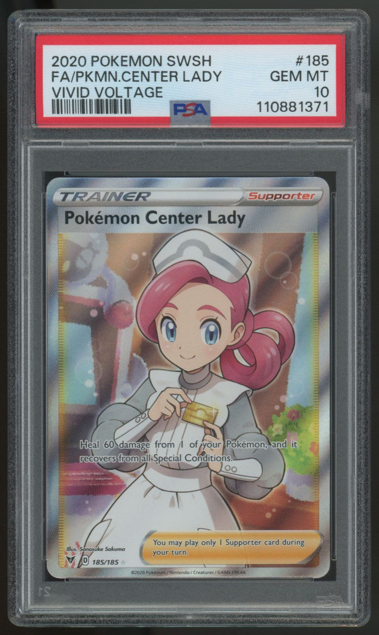 2020 Pokemon Center Lady Vivid Voltage Full Art #185 PSA 10