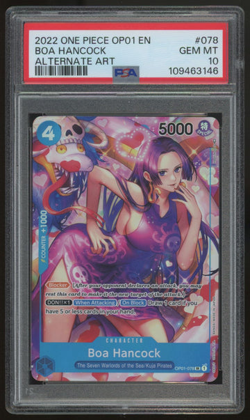 2022 One Piece Boa Hancock OP01 Alt Art #078 PSA 10 (B)