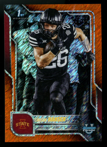 2025 Bowman Chrome University Carson Hansen 1st Orange Shimmer /25 #55