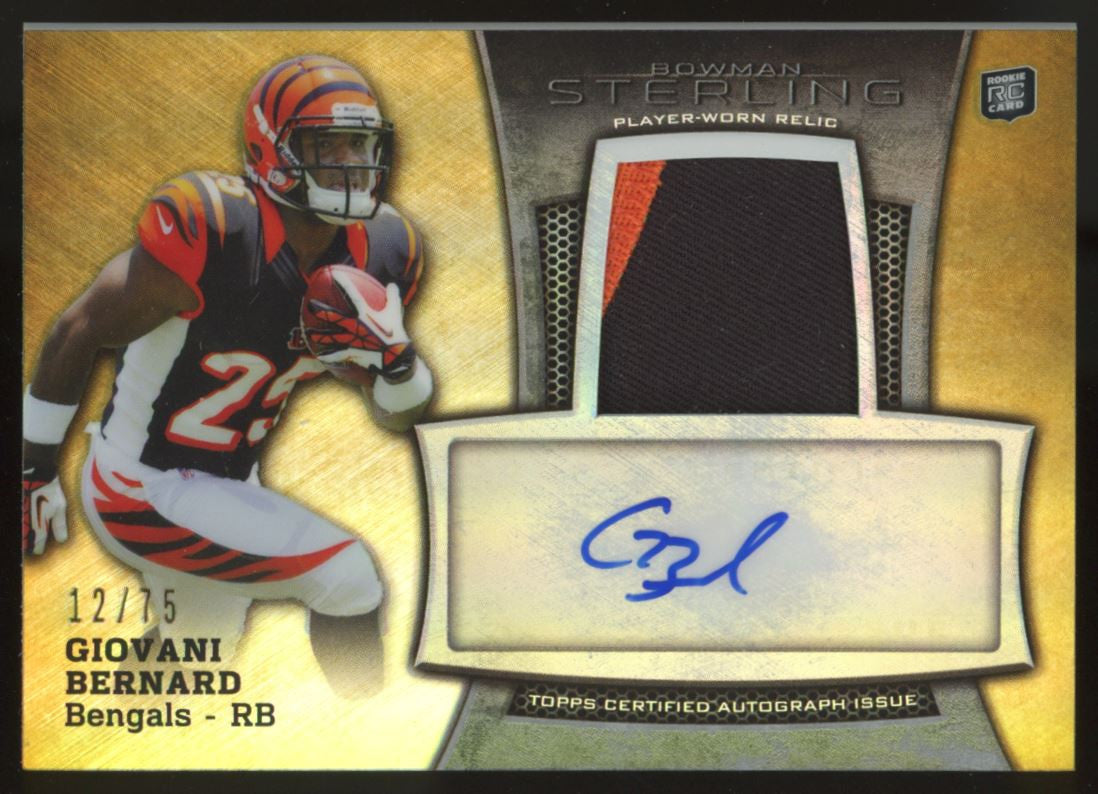 2013 Bowman Sterling Giovani Bernard RC Patch Auto RPA Gold /75 #BSAR-GB