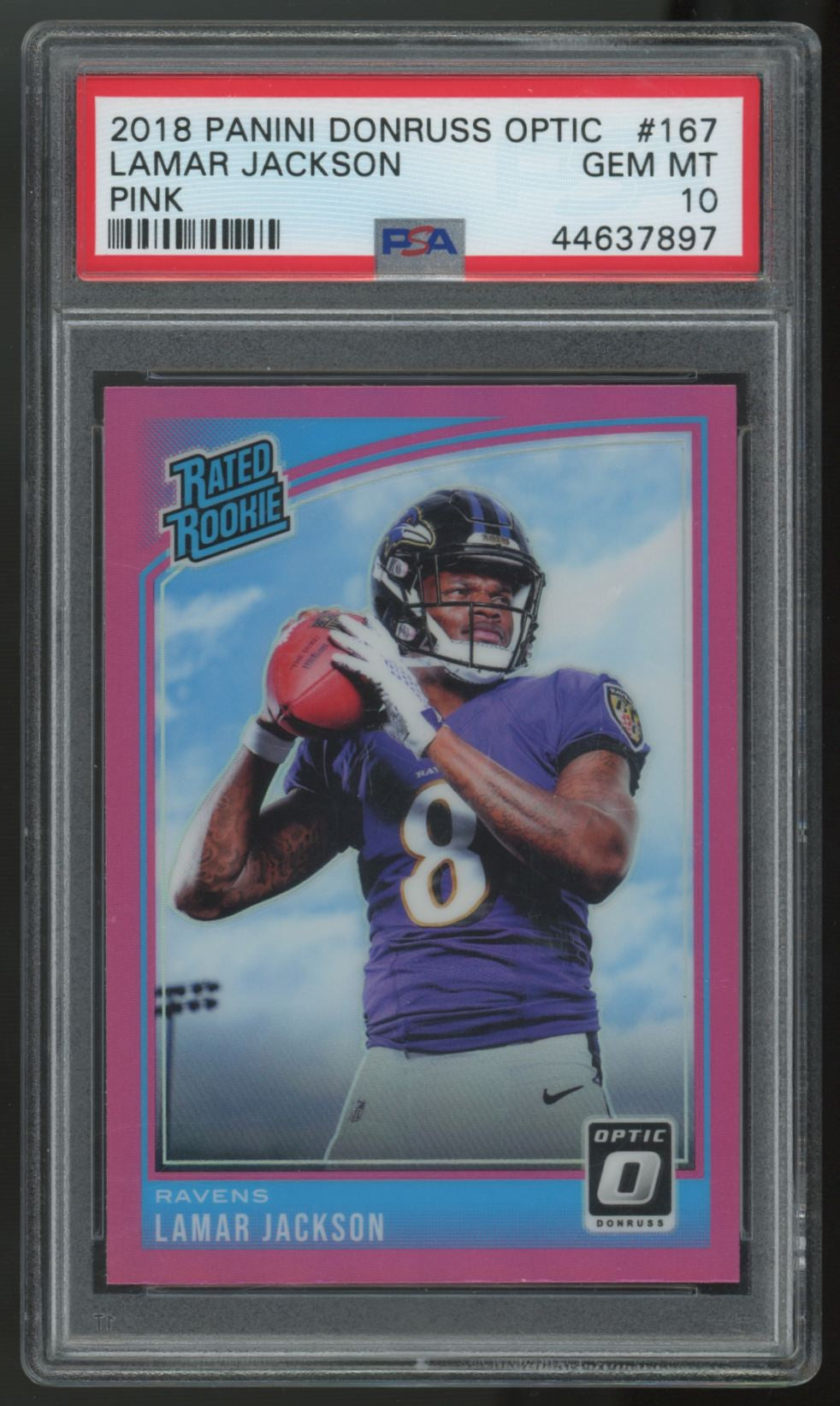 2016 Panini Donruss Optic Lamar Jackson RC Rated Rookie Pink #167 PSA 10