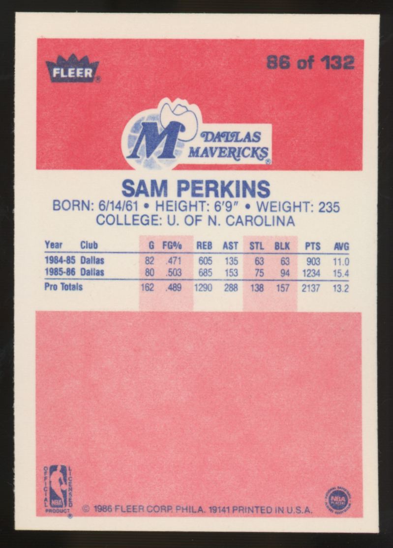 1986-87 Fleer Premier Sam Perkins #86