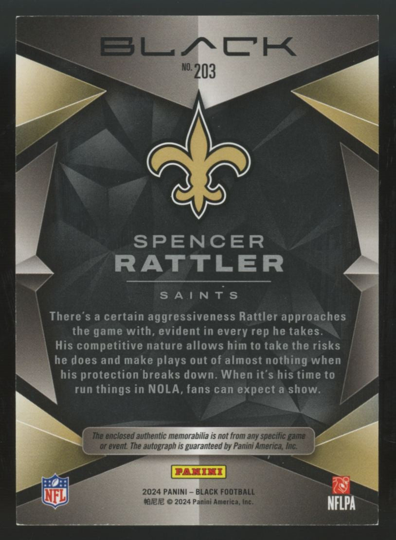 2024 Panini Black Spencer Rattler RC Patch Auto RPA /249 #203