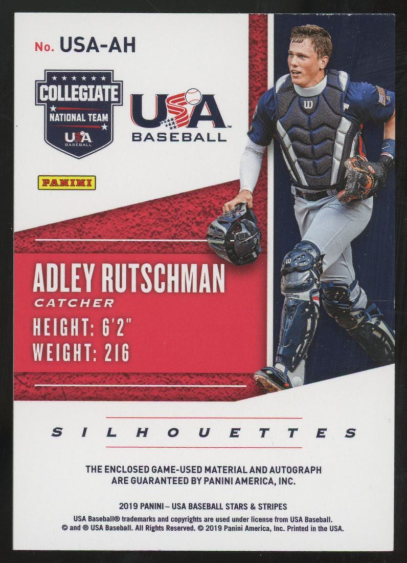 2019 USA Stars & Stripes Adley Rutschman Silhouettes Patch Auto /199 *Crease*