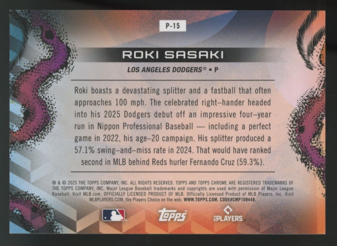 2025 Topps Chrome Cosmic Roki Sasaki RC Planetarium SSP #P-15