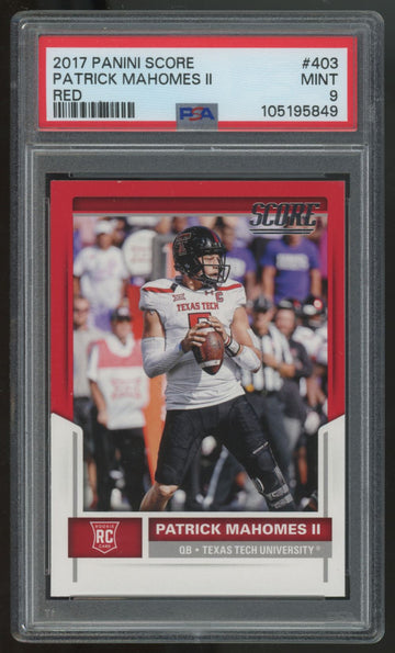 2017 Score Patrick Mahomes RC #403 Red PSA 9