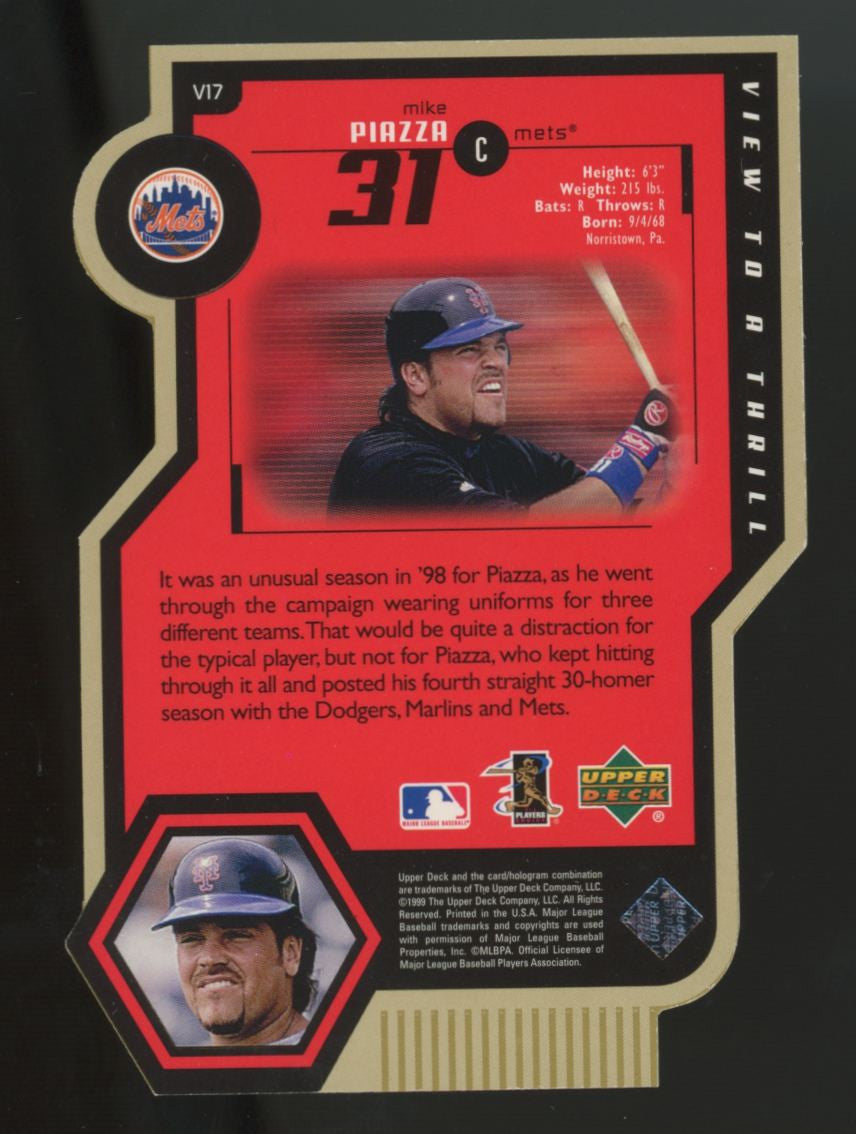 1999 Upper Deck Mike Piazza View To A Thrill Triple Die Cut /100 #V17