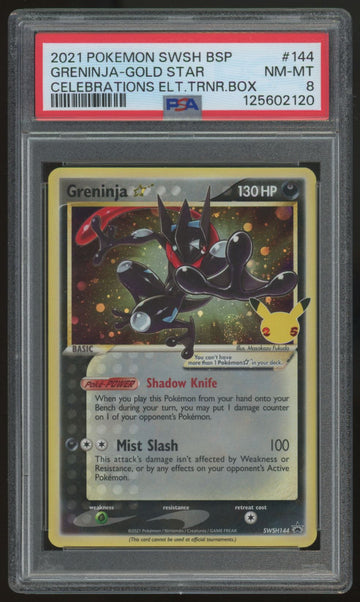 2021 Pokemon Greninja Gold Star Celebrations ETB Promo #SWSH144 PSA 8 (C)
