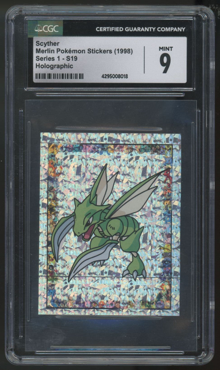 1998 Pokemon Scyther Merlin Sticker Series 1 Holo #S19 CGC 9