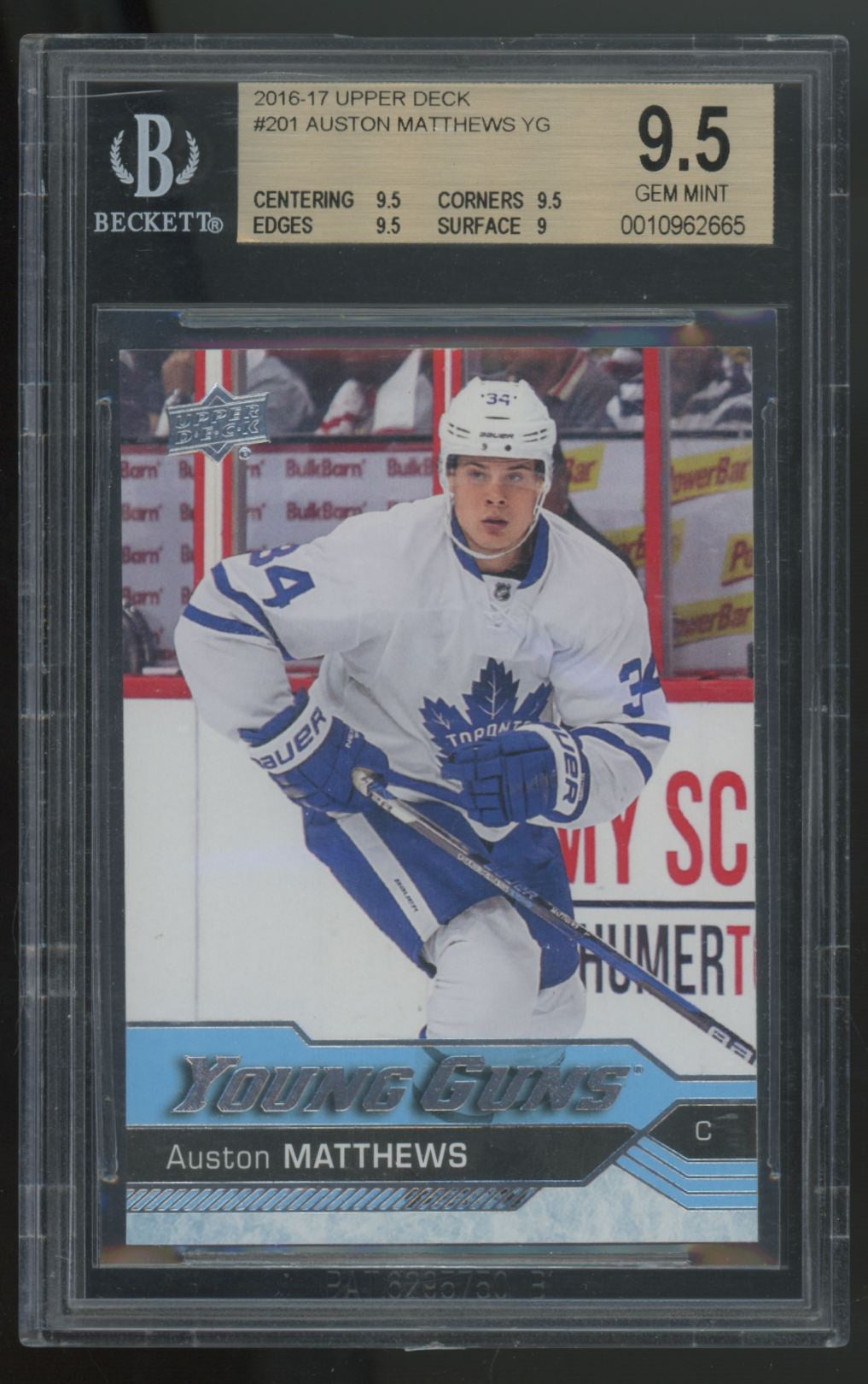 2016-17 Upper Deck Series One Auston Matthews RC Young Guns #201 BGS 9.5