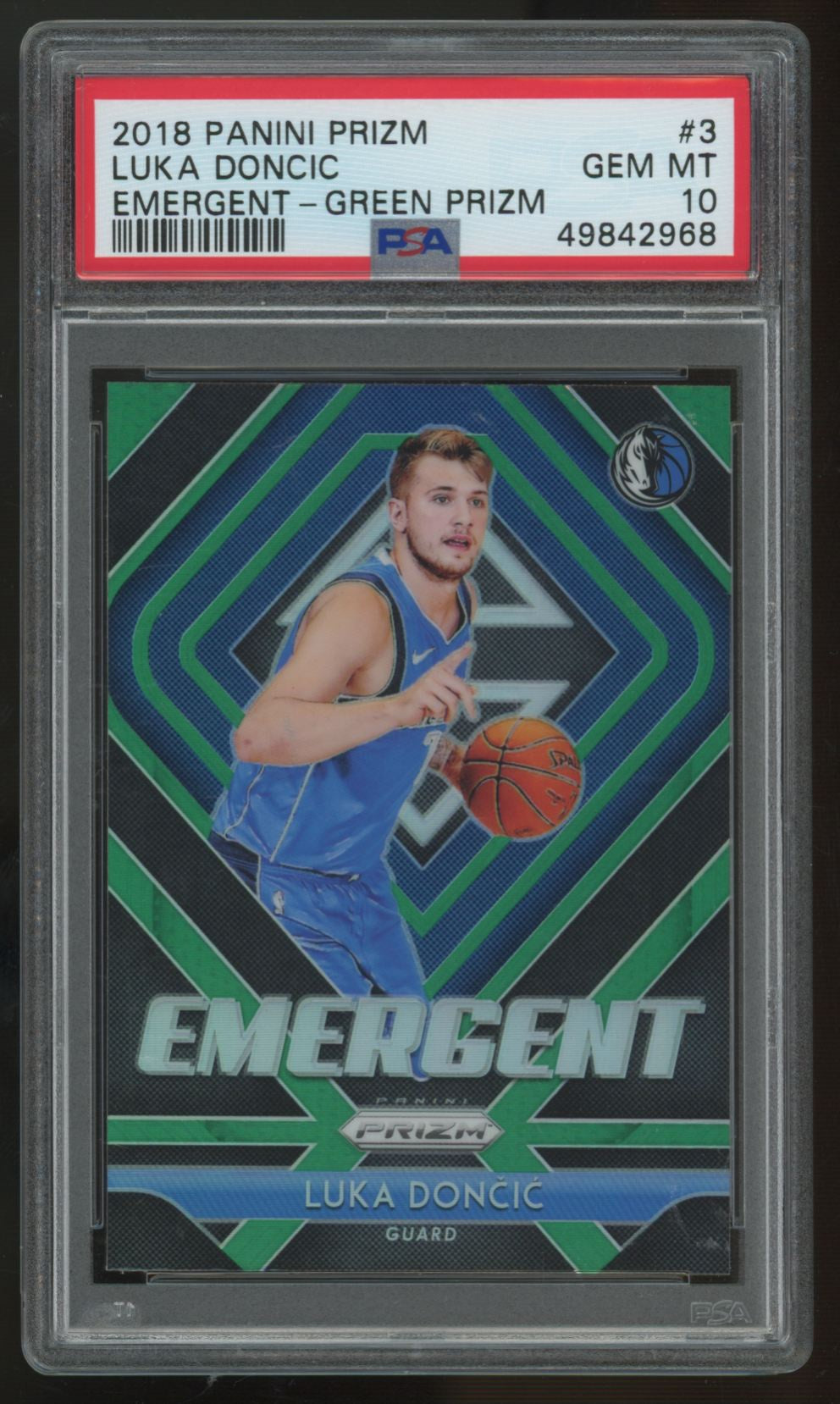 2018-19 Panini Prizm Luka Doncic RC Emergent Green #3 PSA 10
