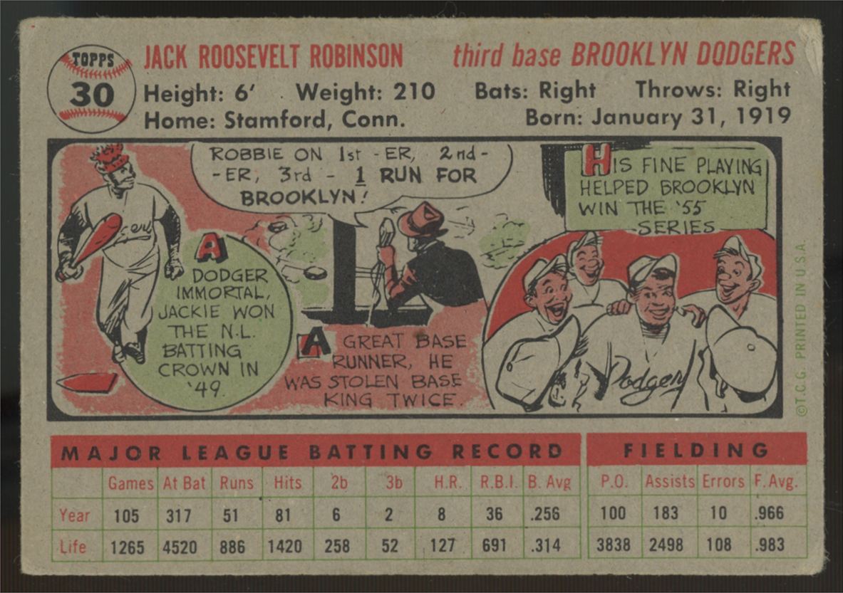 1956 Topps Jackie Robinson #30 G/VG