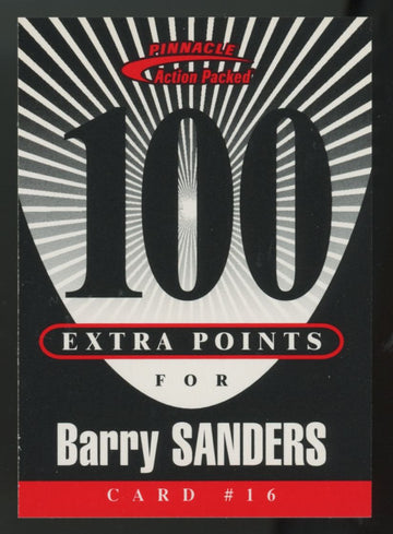 1997 Pinnacle Action Packed Barry Sanders 100 Extra Points #16 "A"