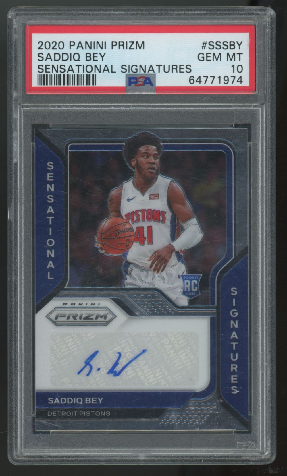 2020-21 Panini Prizm Saddiq Bey RC Sensational Signatures Auto #SS-SBY PSA 10