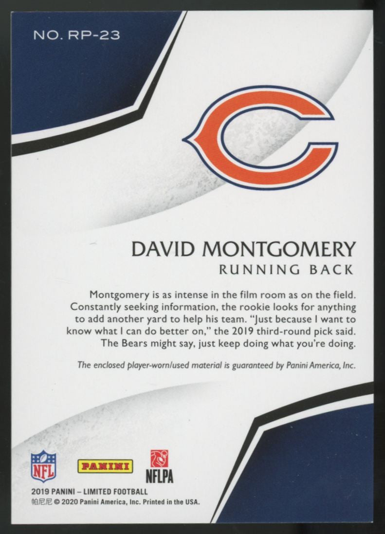 2019 Panini Limited David Montgomery RC Phenoms Gold Spotlight Patch /25 #RP-23