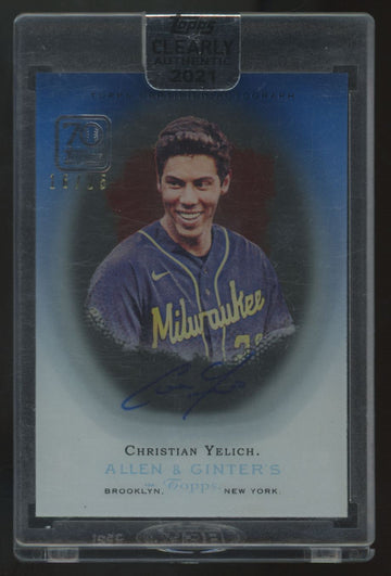 2021 Topps Clearly Authentic Christian Yelich Blue Auto /25 #06AGA-CY