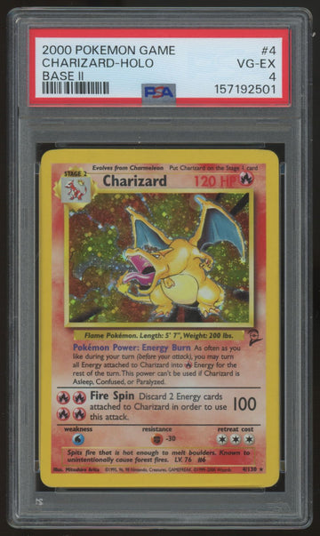 2000 Pokemon Charizard Base Set 2 Holo #4 PSA 4