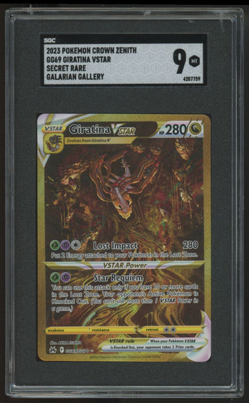 2023 Pokemon Giratina VSTAR Crown Zenith Secret Rare #GG69 SGC 9