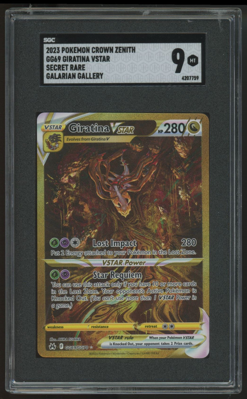2023 Pokemon Giratina VSTAR Crown Zenith Secret Rare #GG69 SGC 9