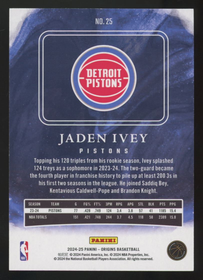 2024-25 Panini Origins Jaden Ivey Gold /10 #25