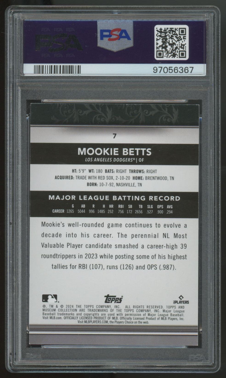 2024 Topps Museum Collection Mookie Betts Diamond /5 #7 PSA 8