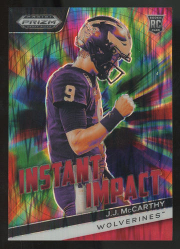 2024 Panini Prizm Draft J.J. McCarthy RC Red Flash Instant Impact /49 #II-JJM