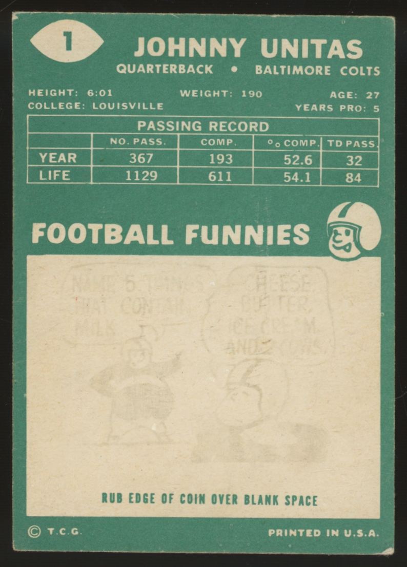 1960 Topps Johnny Unitas #1 VG-EX