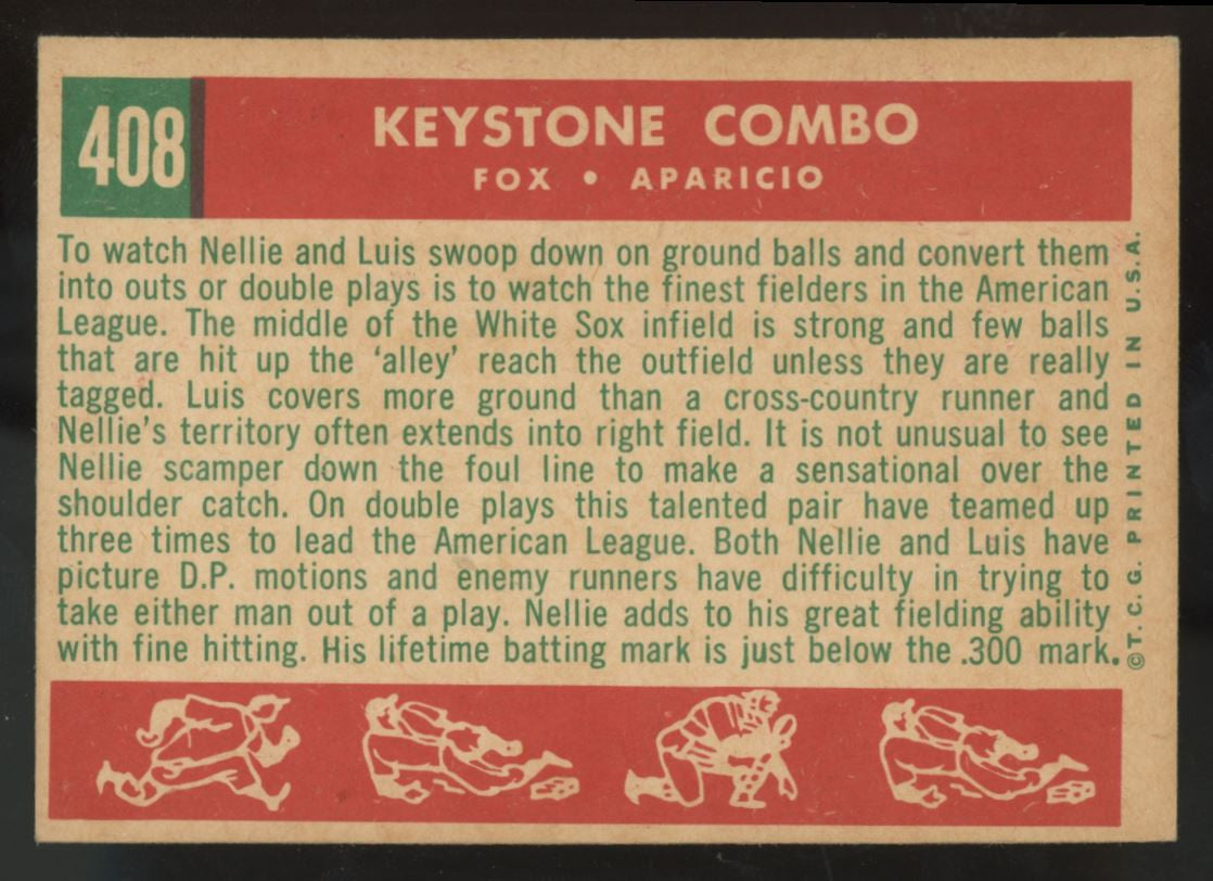 1959 Topps Keystone Combo Fox/Aparicio #408 EX/MT "B"