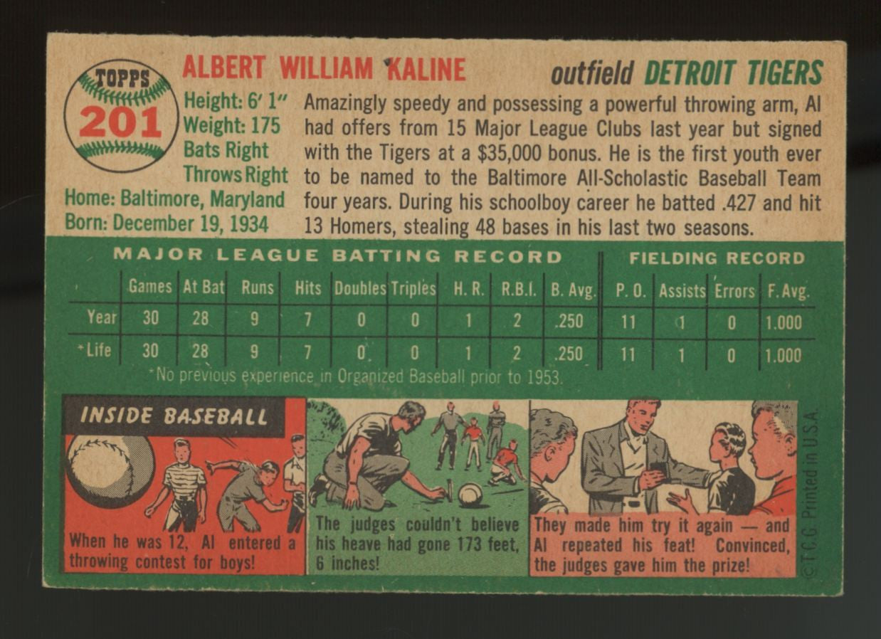 1954 Topps Al Kaline RC #201 P-F