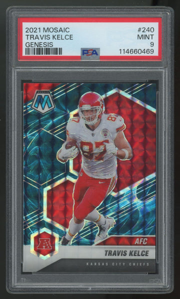 2021 Panini Mosaic Travis Kelce Genesis SSP #240 PSA 9