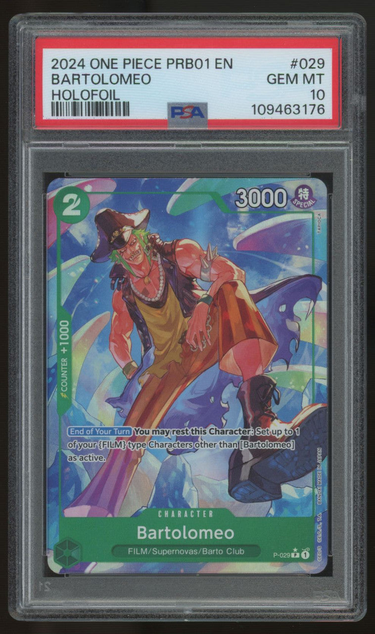 2024 One Piece Bartolomeo PRB01 Holo #029 PSA 10
