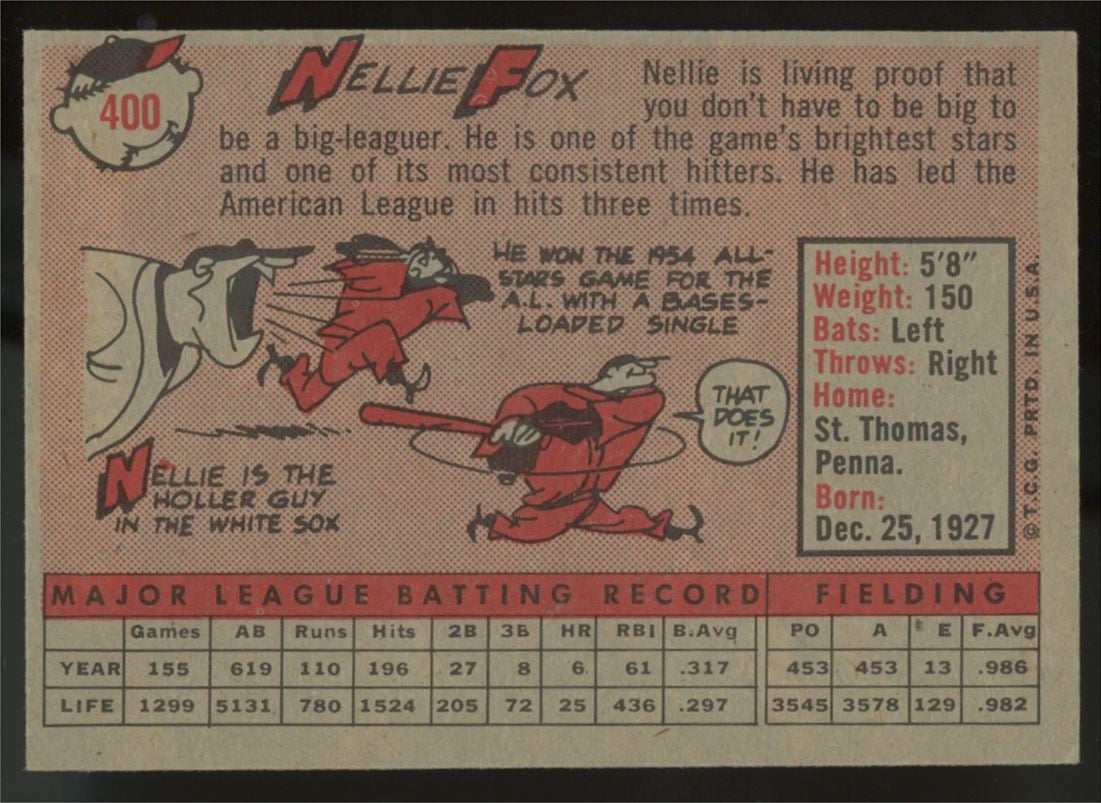 1958 Topps Nellie Fox #400 EX/MT