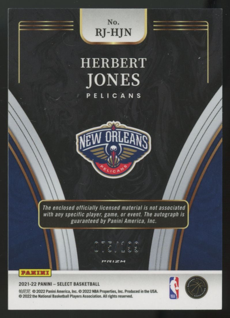 2021-22 Panini Select Herbert Jones RC Patch Auto RPA /199 #RJ-HJN