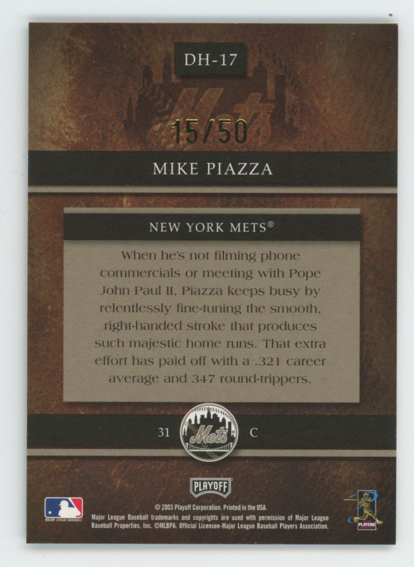 2003 Playoff Prestige Mike Piazza Diamond Heritage Gold /50 #DH-17