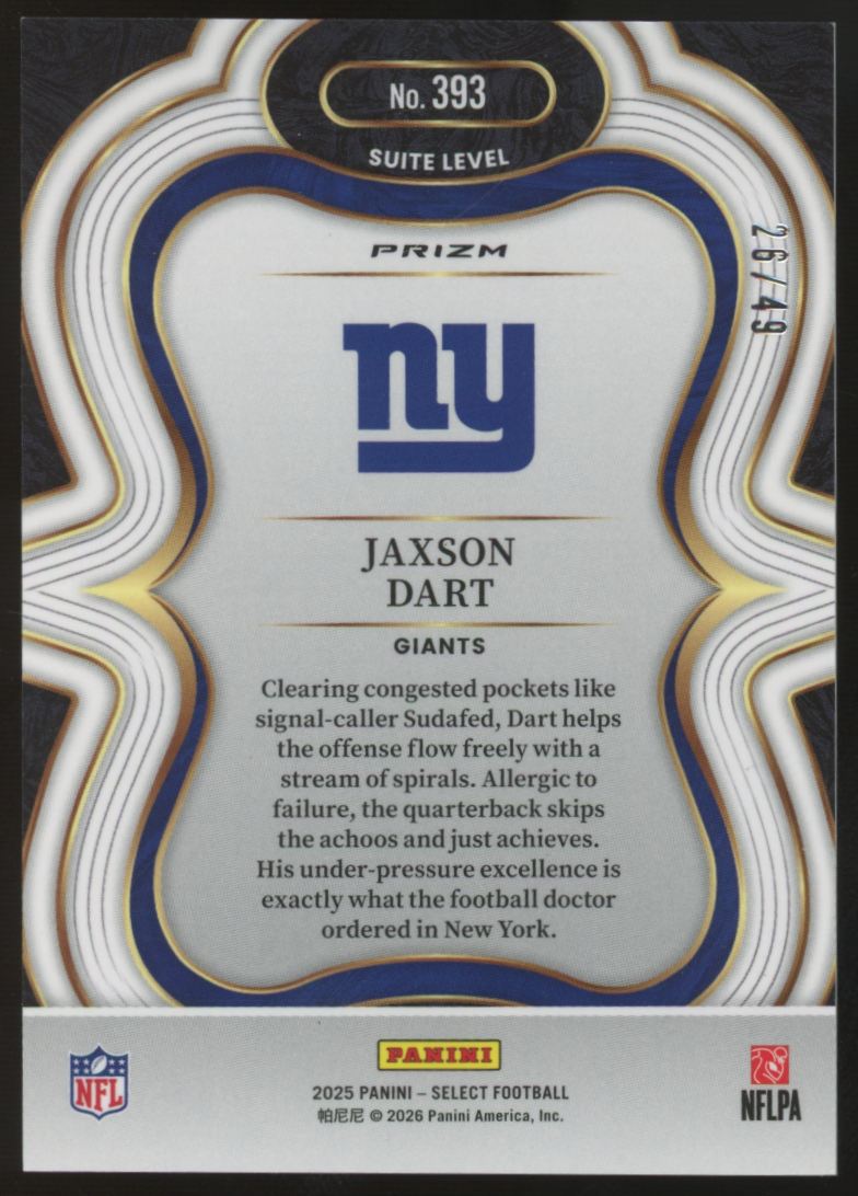 2025 Panini Select Jaxson Dart RC Suite Level Red Disco Prizm /49 #393
