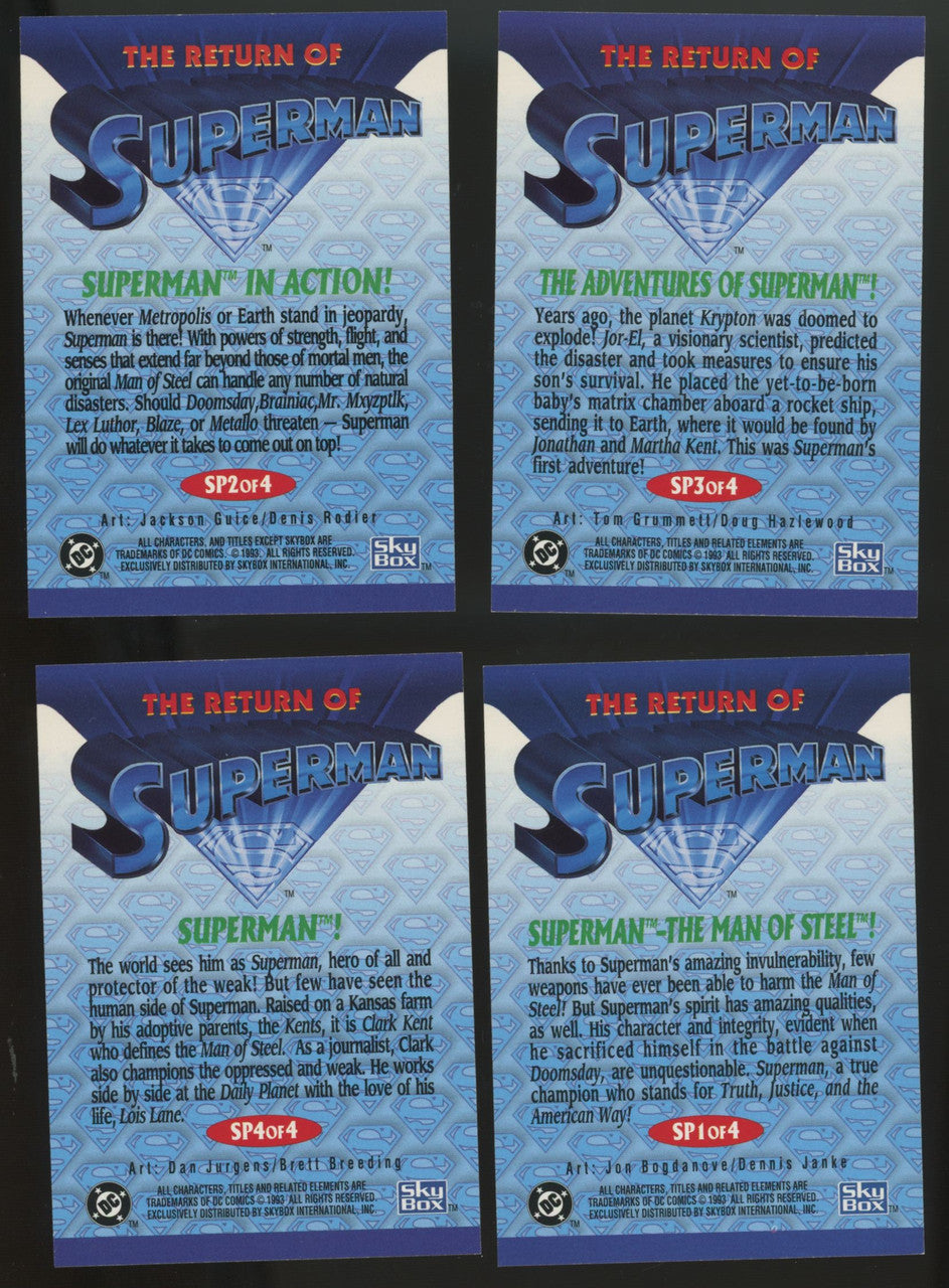 1993 SkyBox DC Return Of Superman Gold Foil Set (4) NM