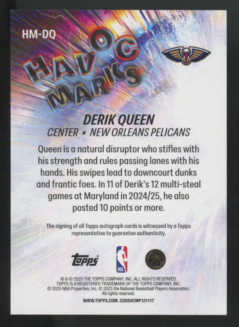 2025-26 Topps Derik Queen RC Havoc Marks Auto #HM-DQ
