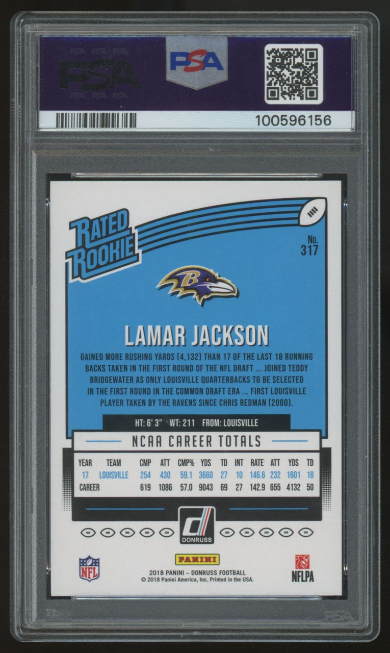 2018 Panini Donruss Lamar Jackson Rated Rookie #317 PSA 9