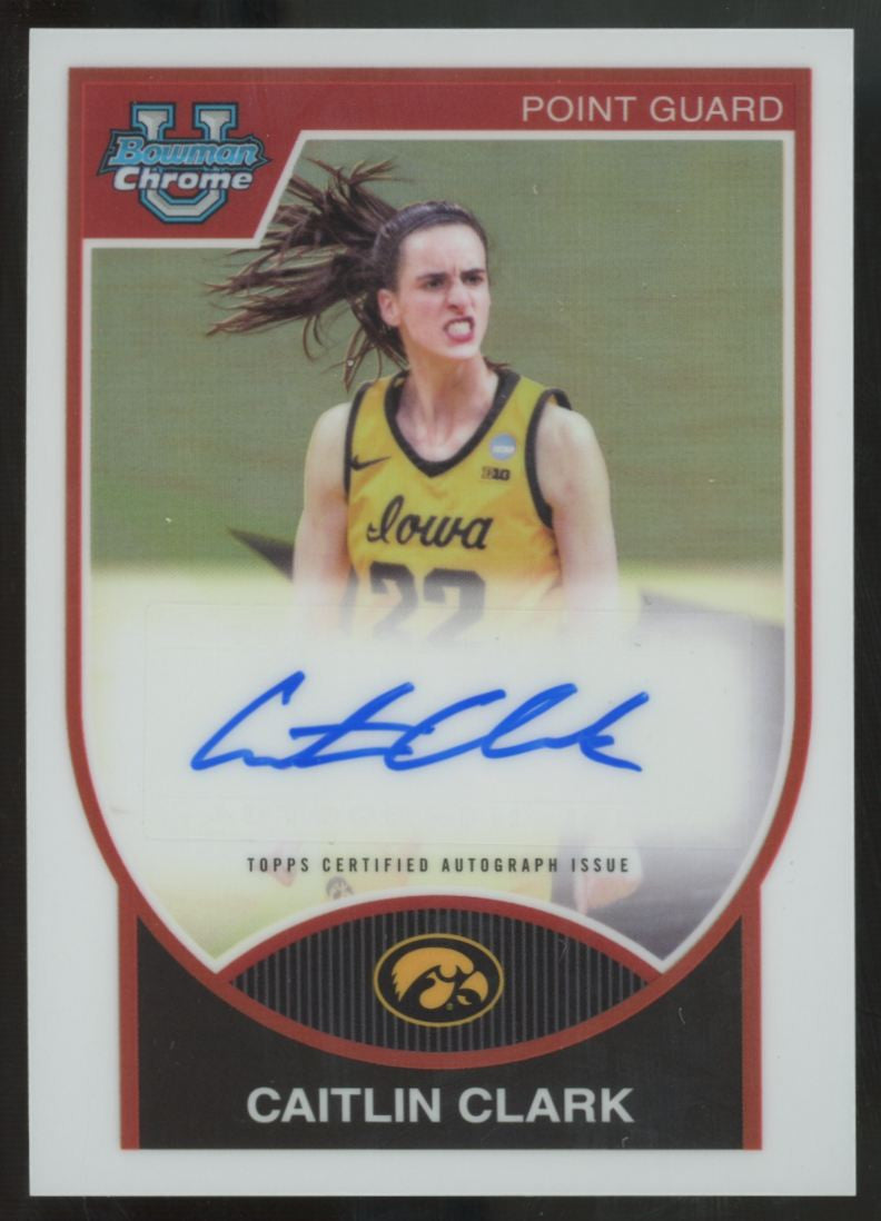 2023-24 Bowman Chrome University Caitlin Clark 2007-08 Auto /99 #07BA-CC