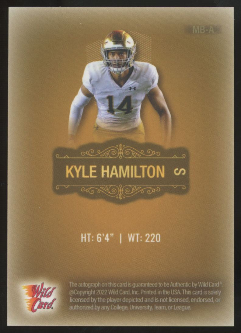 2022 Wild Card Matte Kyle Hamilton Holo-Lux Gold Auto 1/1 #MB-A
