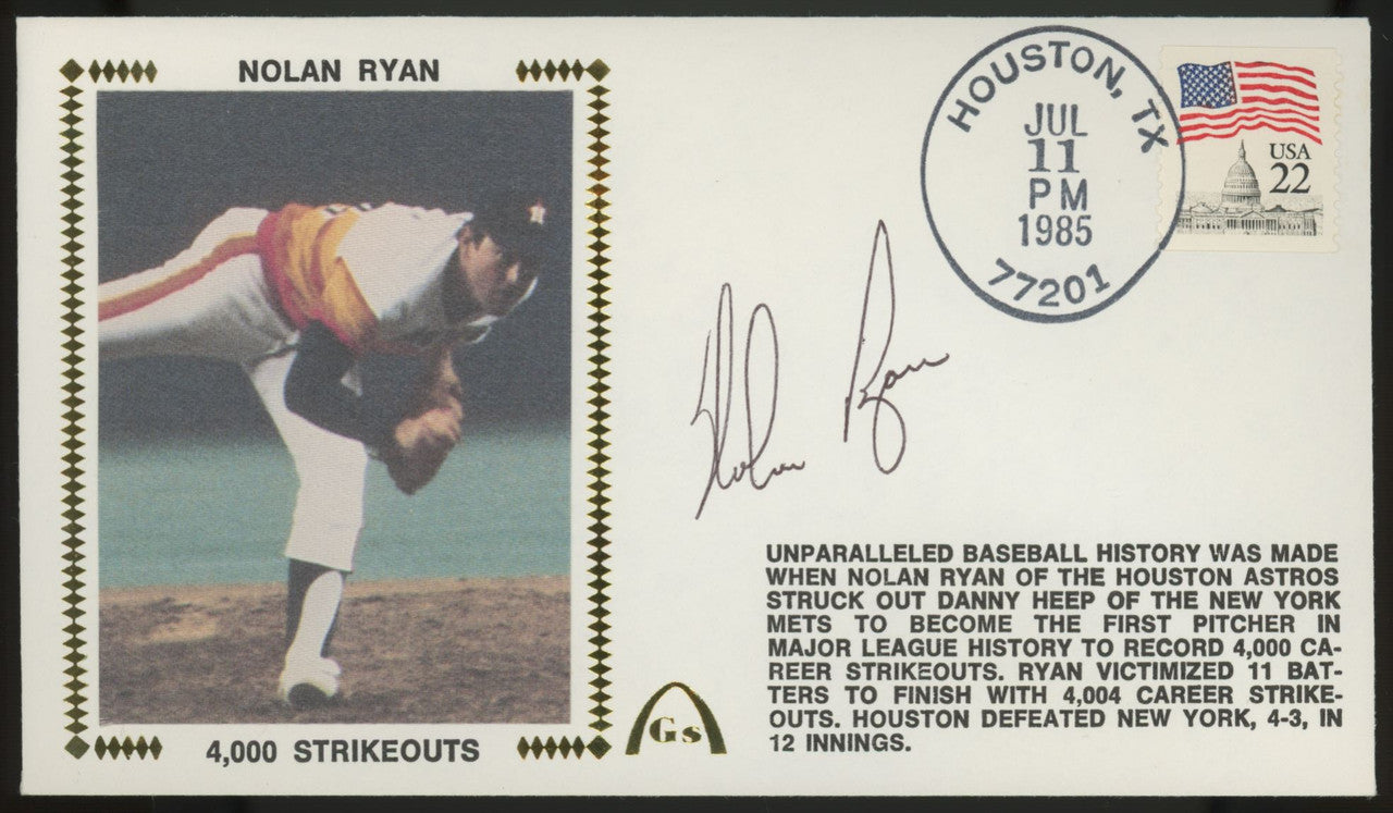 Nolan Ryan Signed Autographed Cachet 4000 Strikeouts JSA
