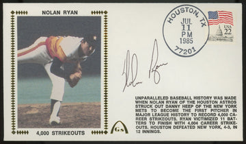 Nolan Ryan Signed Autographed Cachet 4000 Strikeouts JSA