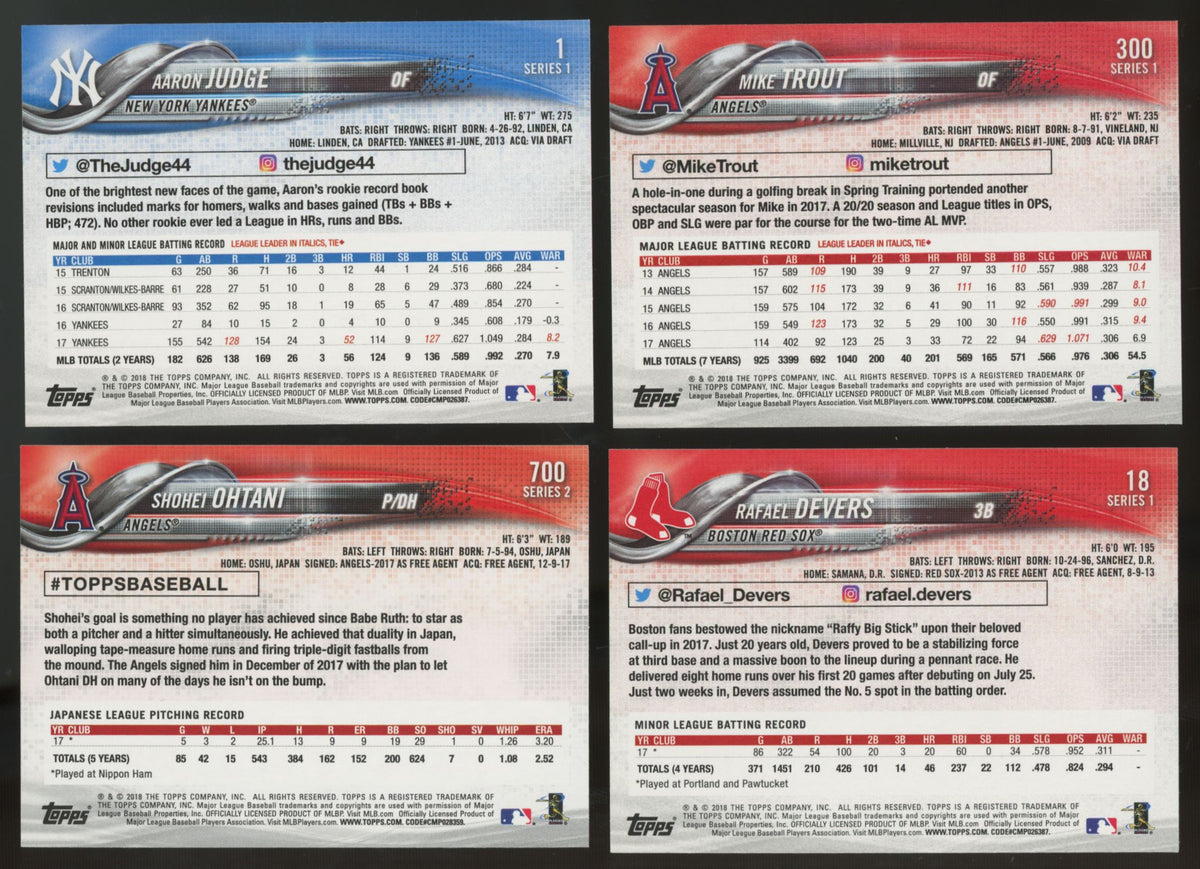 2018 Topps Series One And Two Baseball Complete Set (700/700)