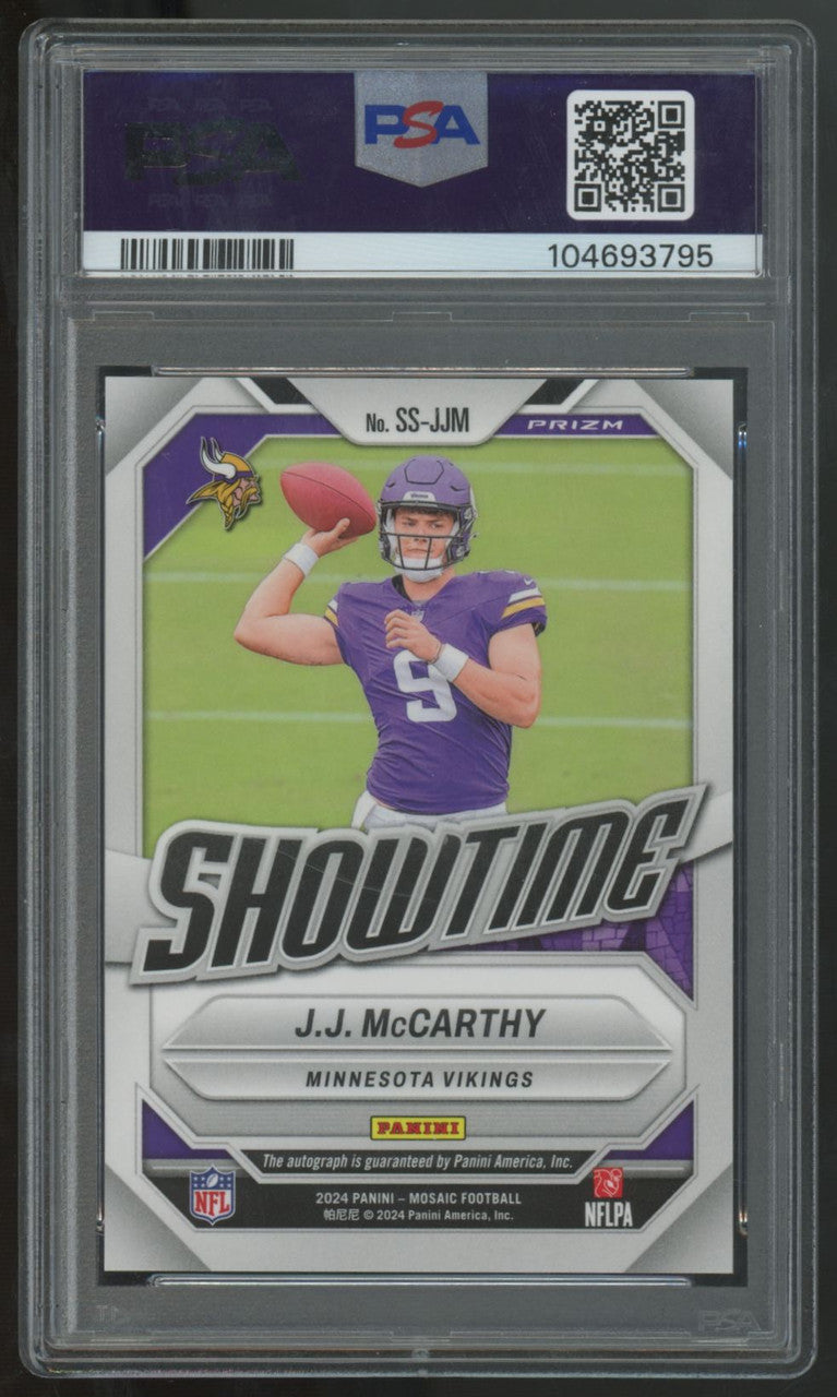 2024 Panini Mosaic J.J. McCarthy RC Showtime Signature Auto #SS-JJM PSA 10