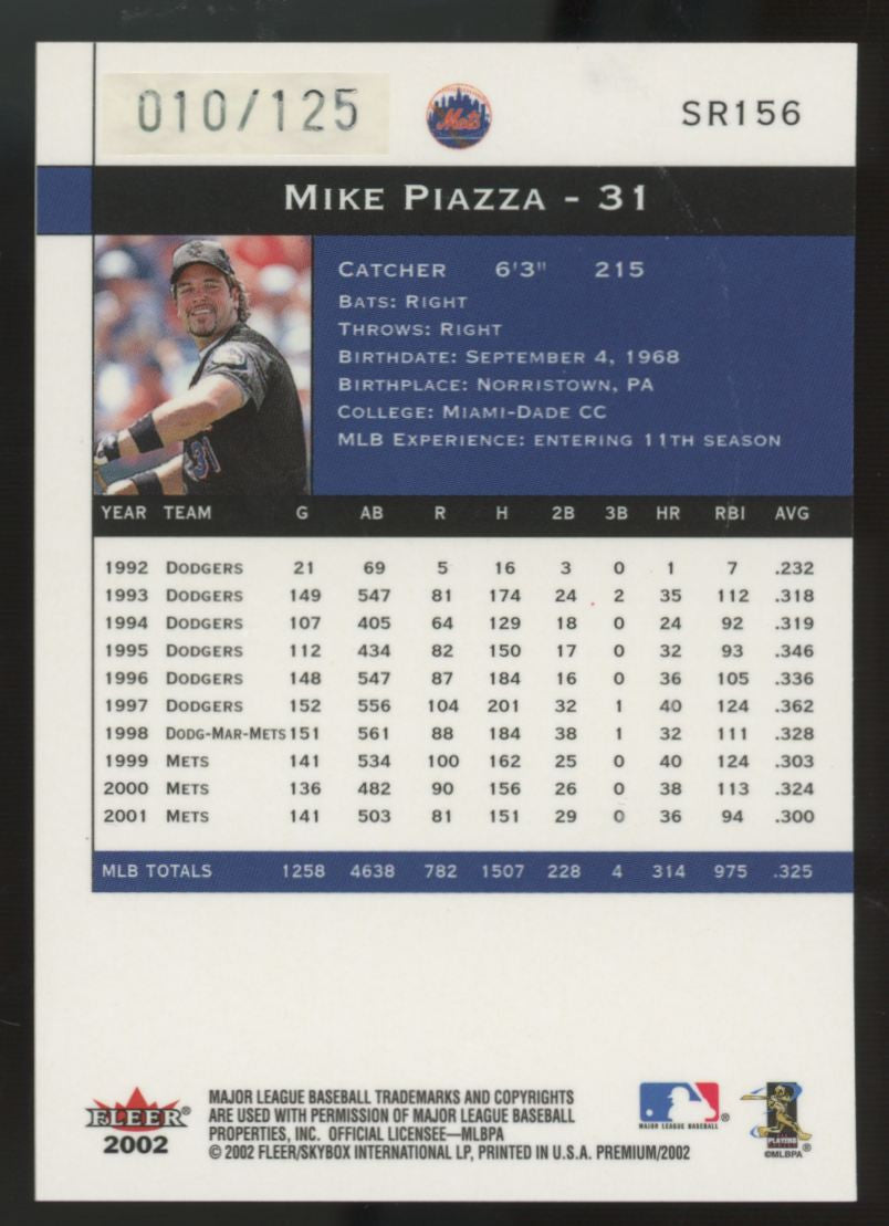 2002 Fleer Premium Mike Piazza  Star Rubies /125 #SR156