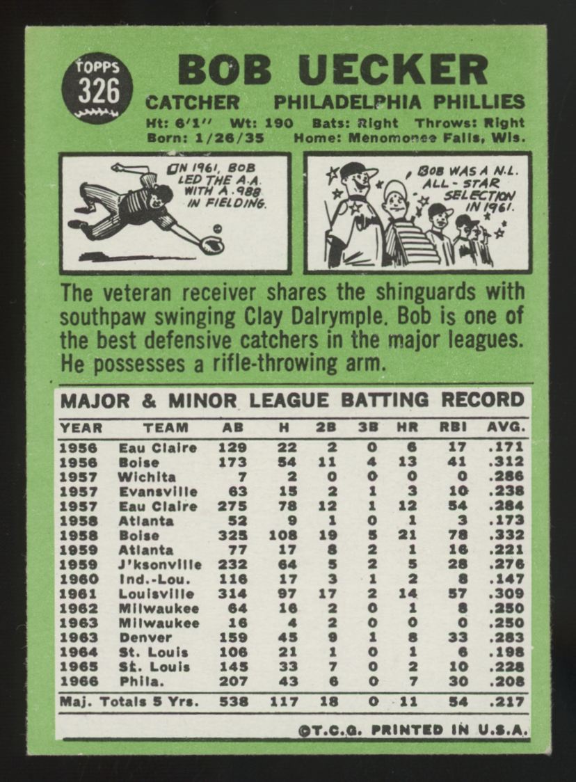 1967 Topps Bob Uecker #326 EX/MT