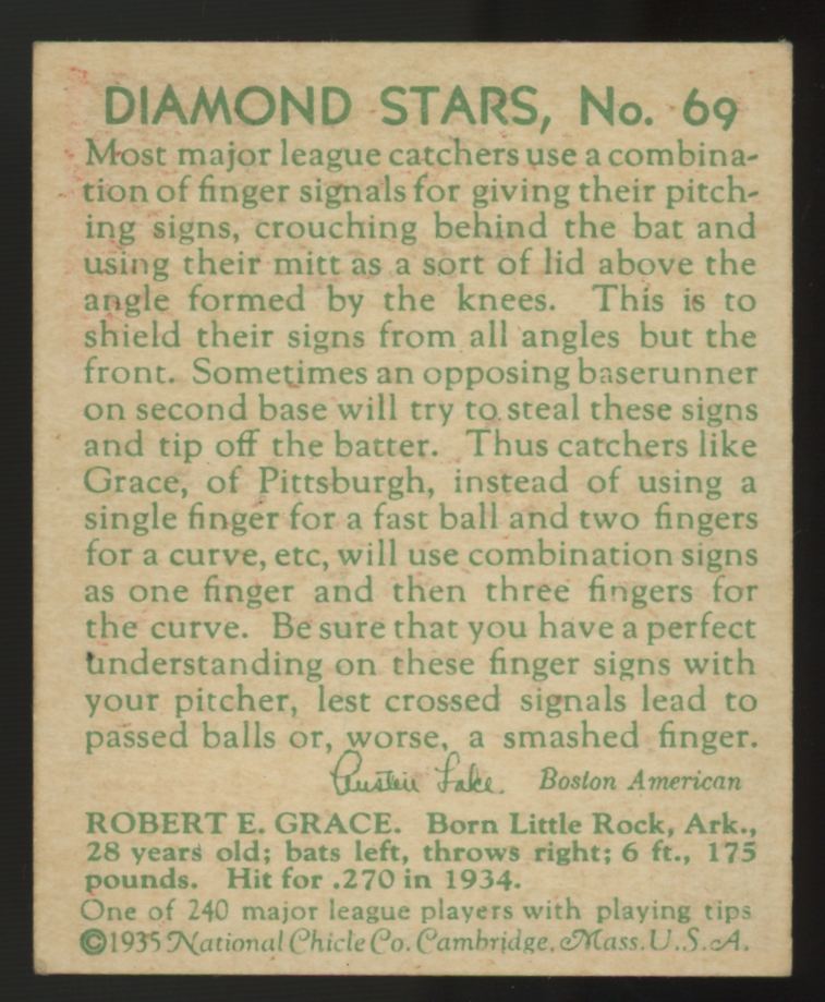 1935 National Chicle Earl Grace Diamond Stars #69 VG-EX
