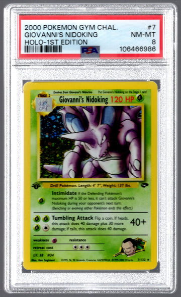 2000 Pokemon Giovanni's Nidoking Gym Challenge 1st Edition Holo #7 PSA 8