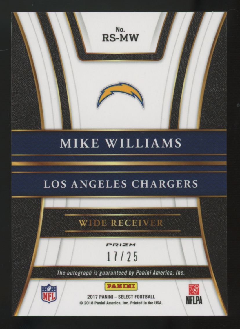 2017 Panini Select Mike Williams RC Auto Prizm /25 #RS-MW