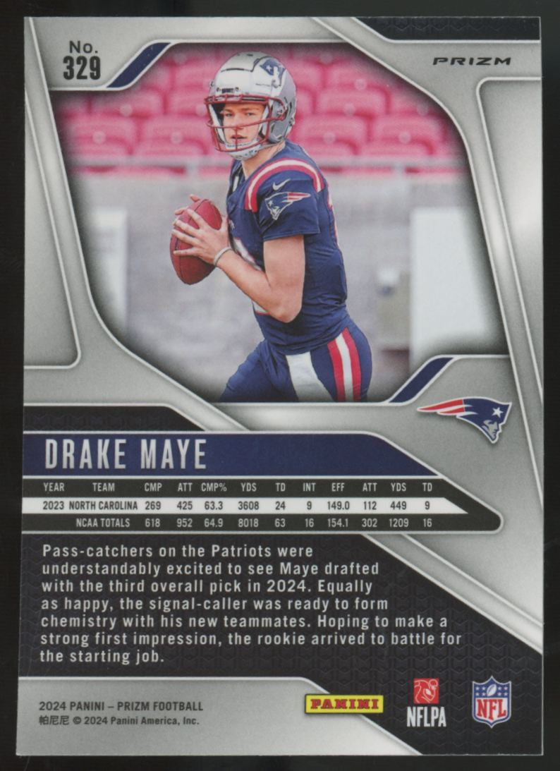 2024 Panini Prizm Drake Maye RC Orange Ice #329